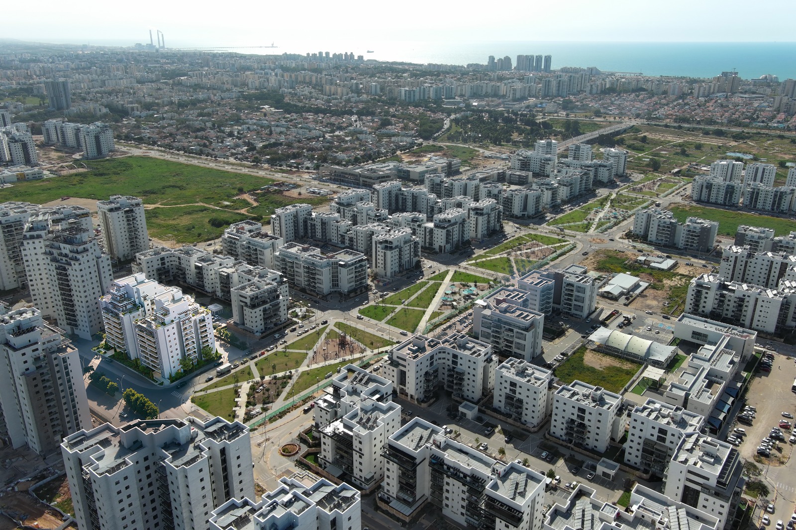 Wine City neighbourhood in Ashkelon from the air