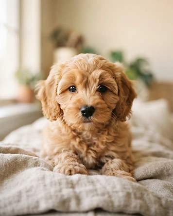 Cavapoo puppy with a soft, low-shedding curly coat