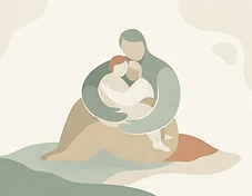 Abstrakcyjna ilustracja osoby wspierającej dziecko