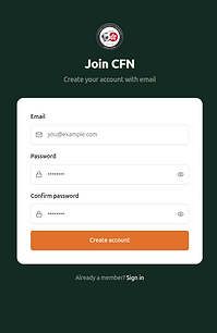 Join CFN sign up screen