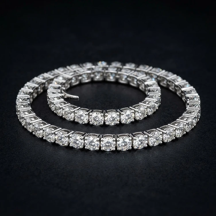 5MM Round Lab Grown Diamond Tennis Bracelet 14K White Gold — Bracelet available at Teglex Store