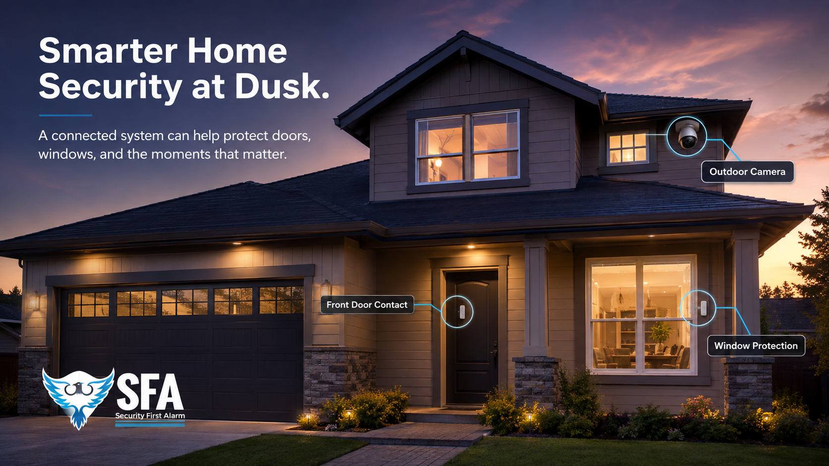Residential security protecting doors windows and exterior areas