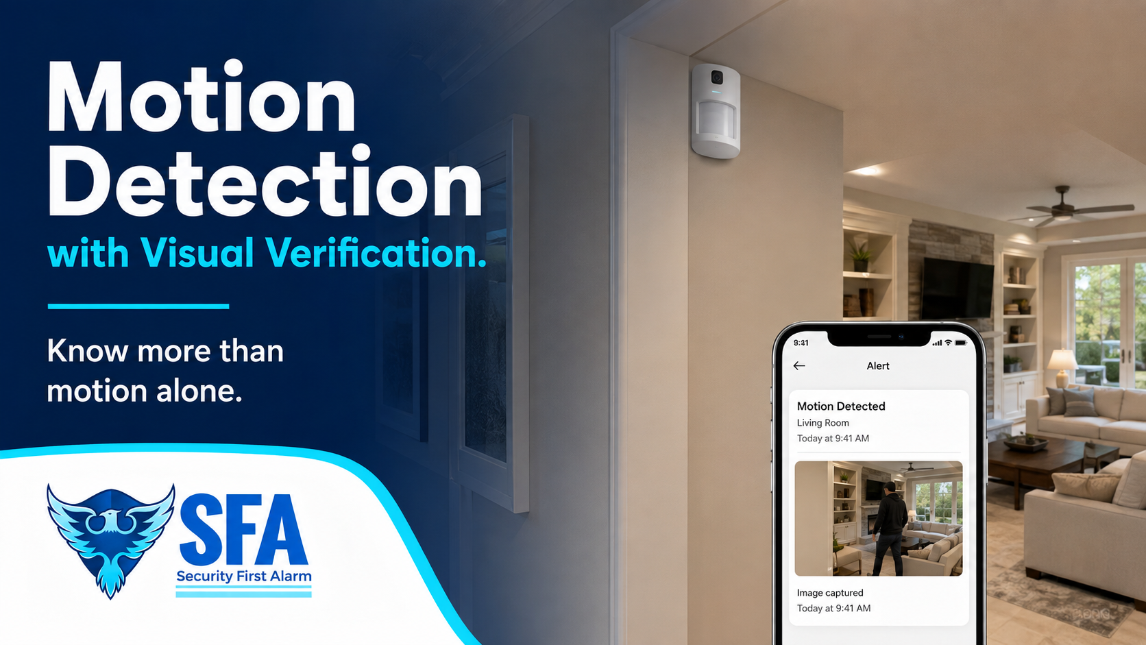 Motion detection with visual verification for residential security