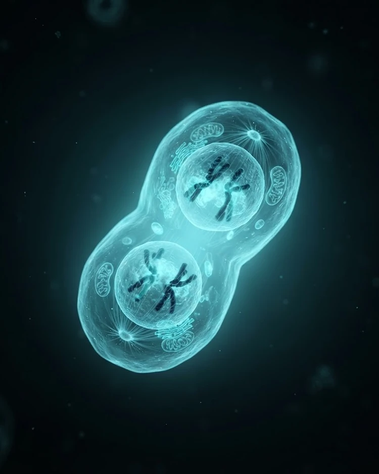 Cellular division under bioluminescent light