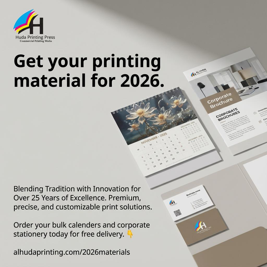Desk calendar and corporate brochure