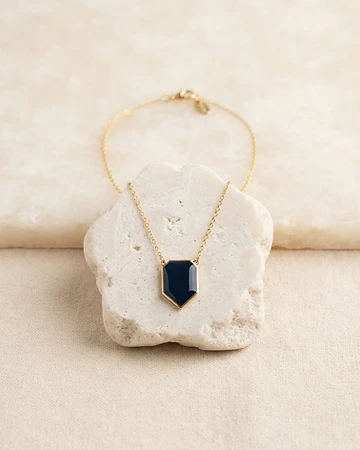 Geometric Epoxy Coated Stainless Steel Necklace