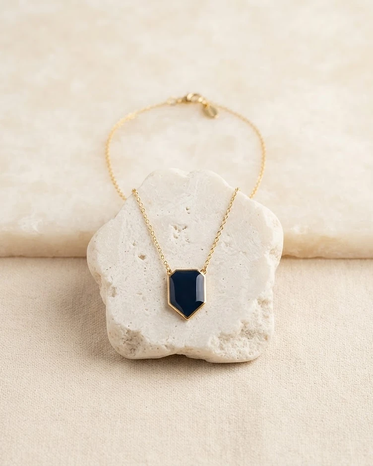 Geometric Epoxy Coated Stainless Steel Necklace