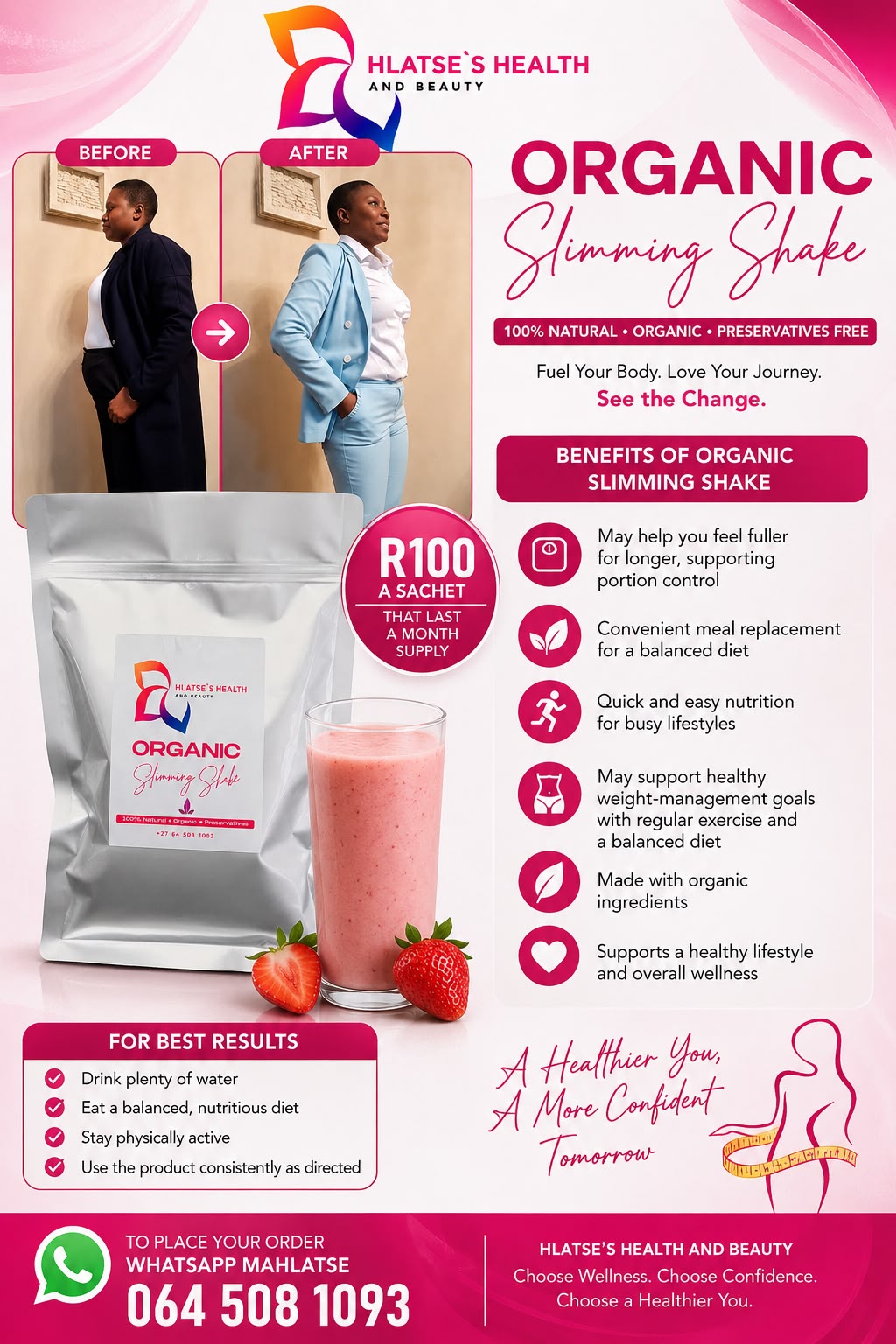 Organic Slimming Shake before and after