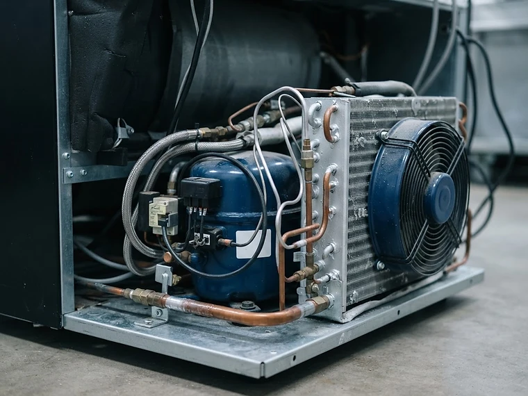 Commercial refrigeration condenser and compressor assembly