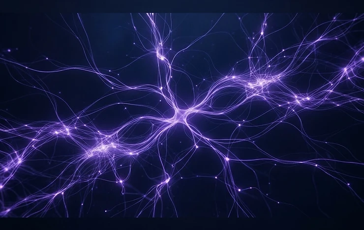A corporate nervous system: a violet neural network on midnight blue