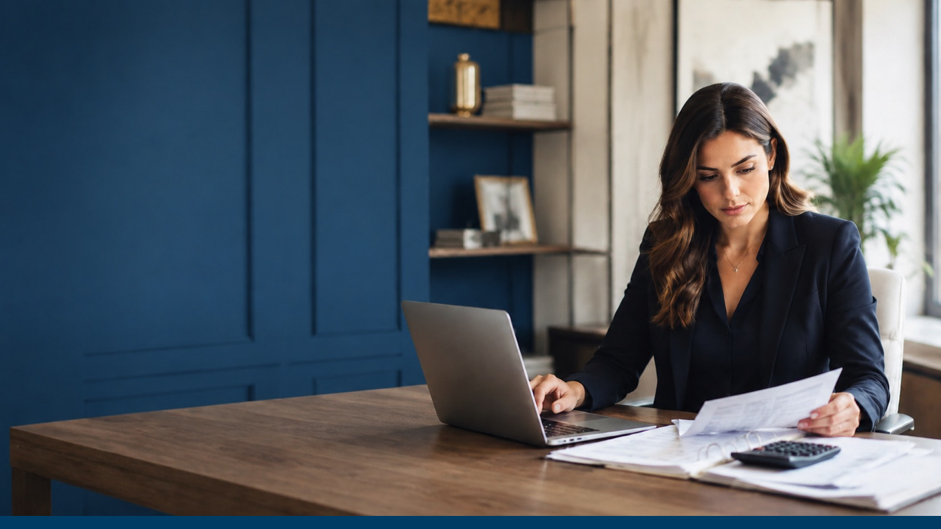 Bookkeeper working at her desk