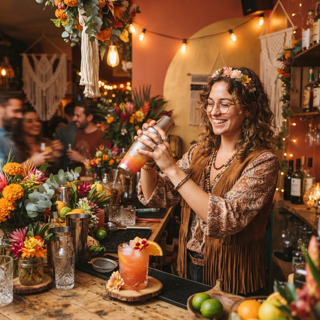 Hippie themed cocktail bar by ODS