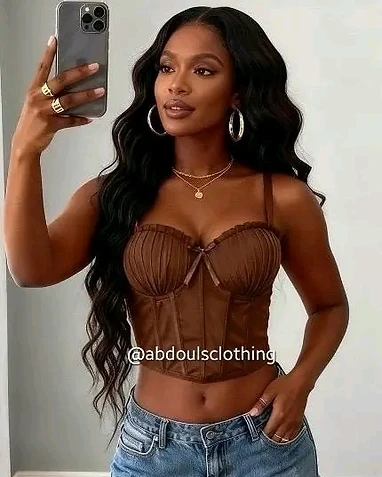 Boned Corset Top - Chocolate Brown