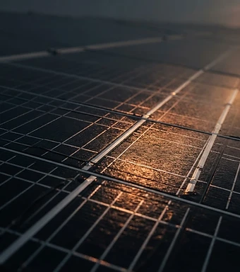 Macro view of monocrystalline solar cells in low sun