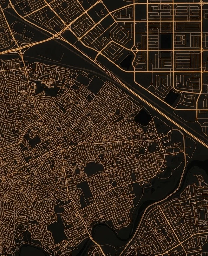 Dark aerial map texture of the Mabopane street grid