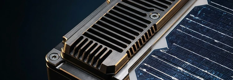Macro detail of a lithium solar battery module