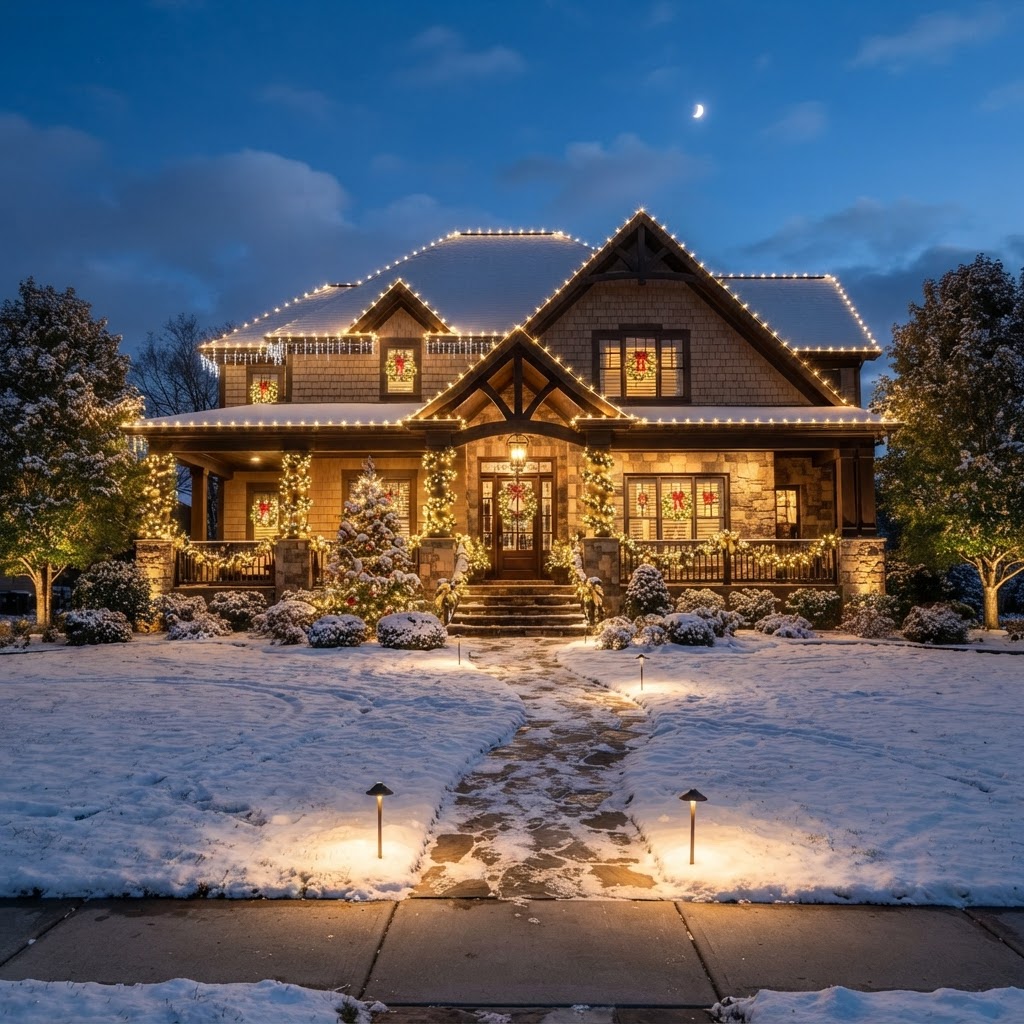 Grand Full-Property Display, full property holiday lighting installation by Brilliance Lighting