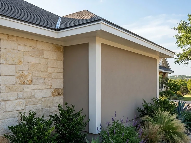 Repaired exterior fascia and trim with smooth preparation, tight joints and a finished painted surface