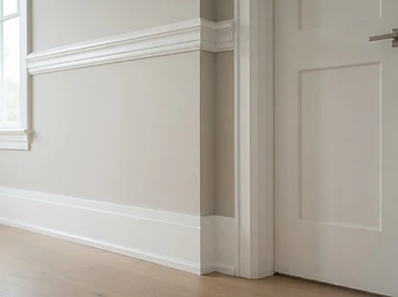 Close-up of painted interior trim and door casing