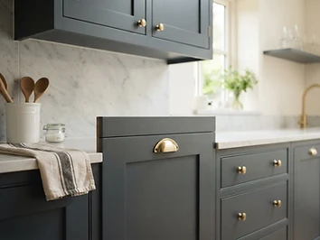 Dark kitchen cabinets with a smooth professional finish