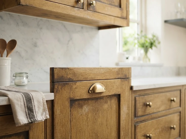 Kitchen cabinets before refinishing