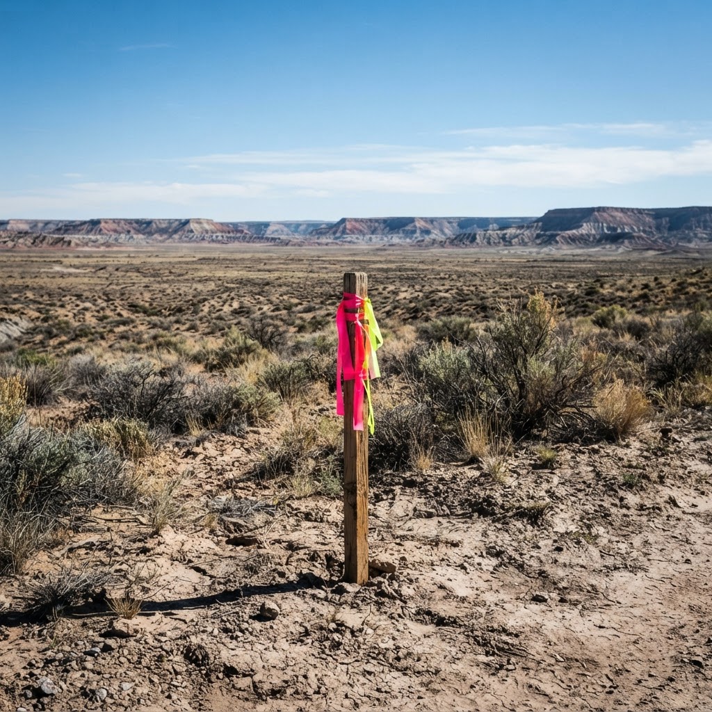 Abstract editorial illustration for: Large solar project on Navajo Nations leaves residents skeptical