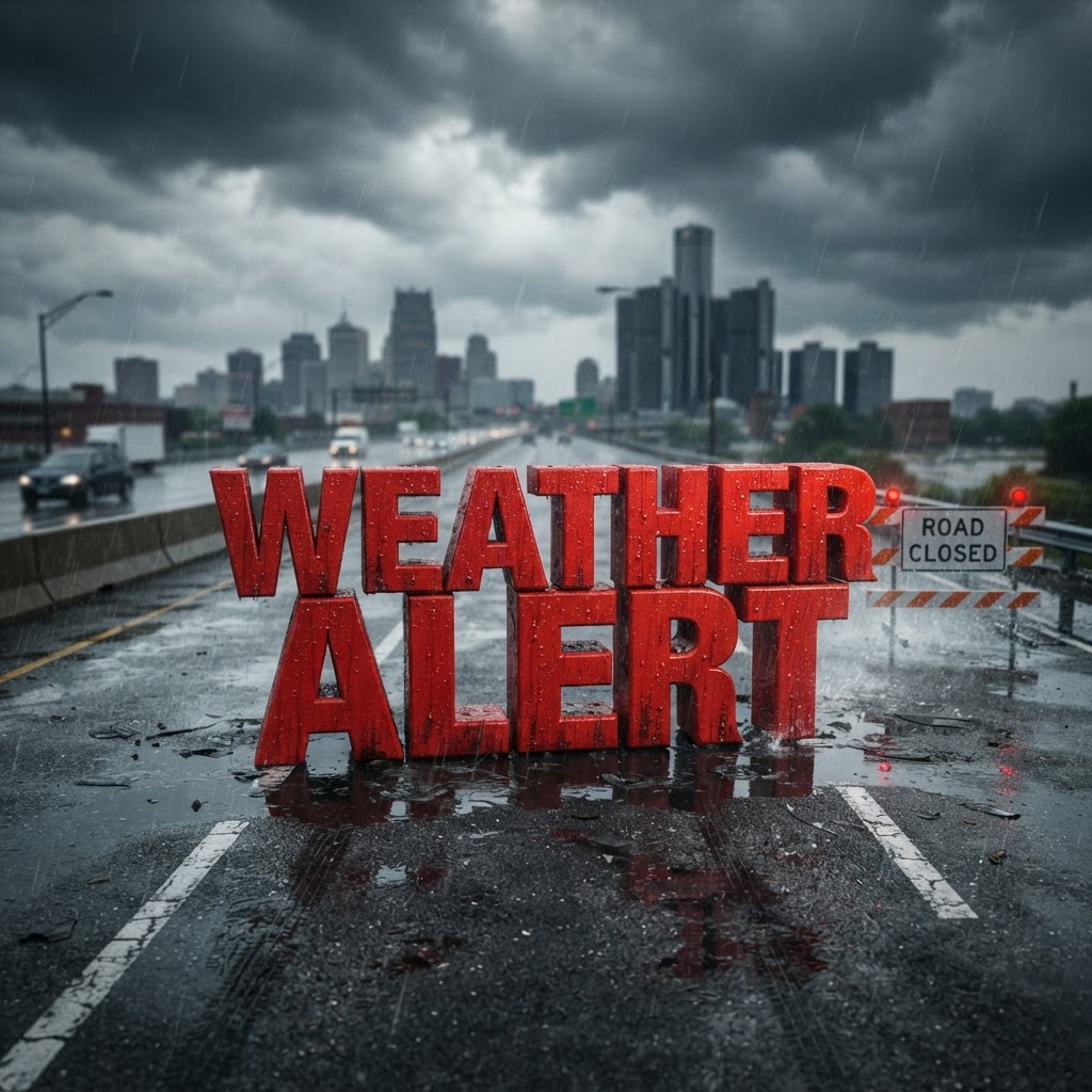 Weather title card: Michigan Weather Alert: 14-Degree Weekend Cool-Down Awaits Detroit