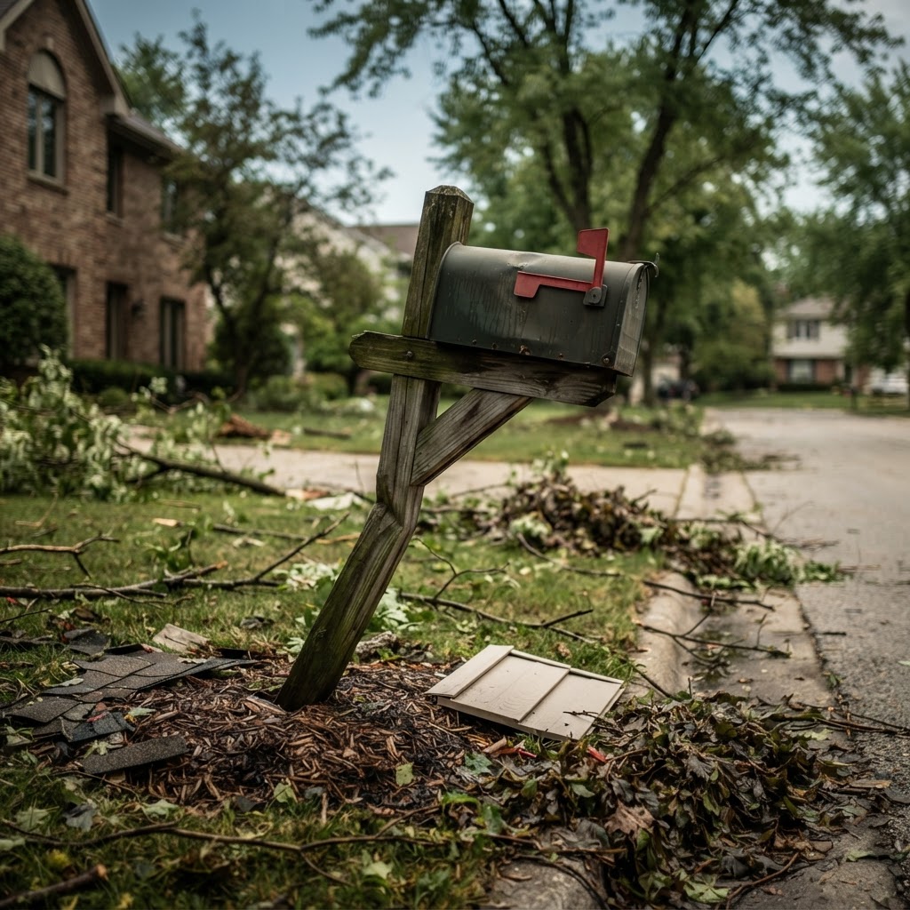 Abstract editorial illustration for: Naperville Weather: Disaster Loans Available After Storms