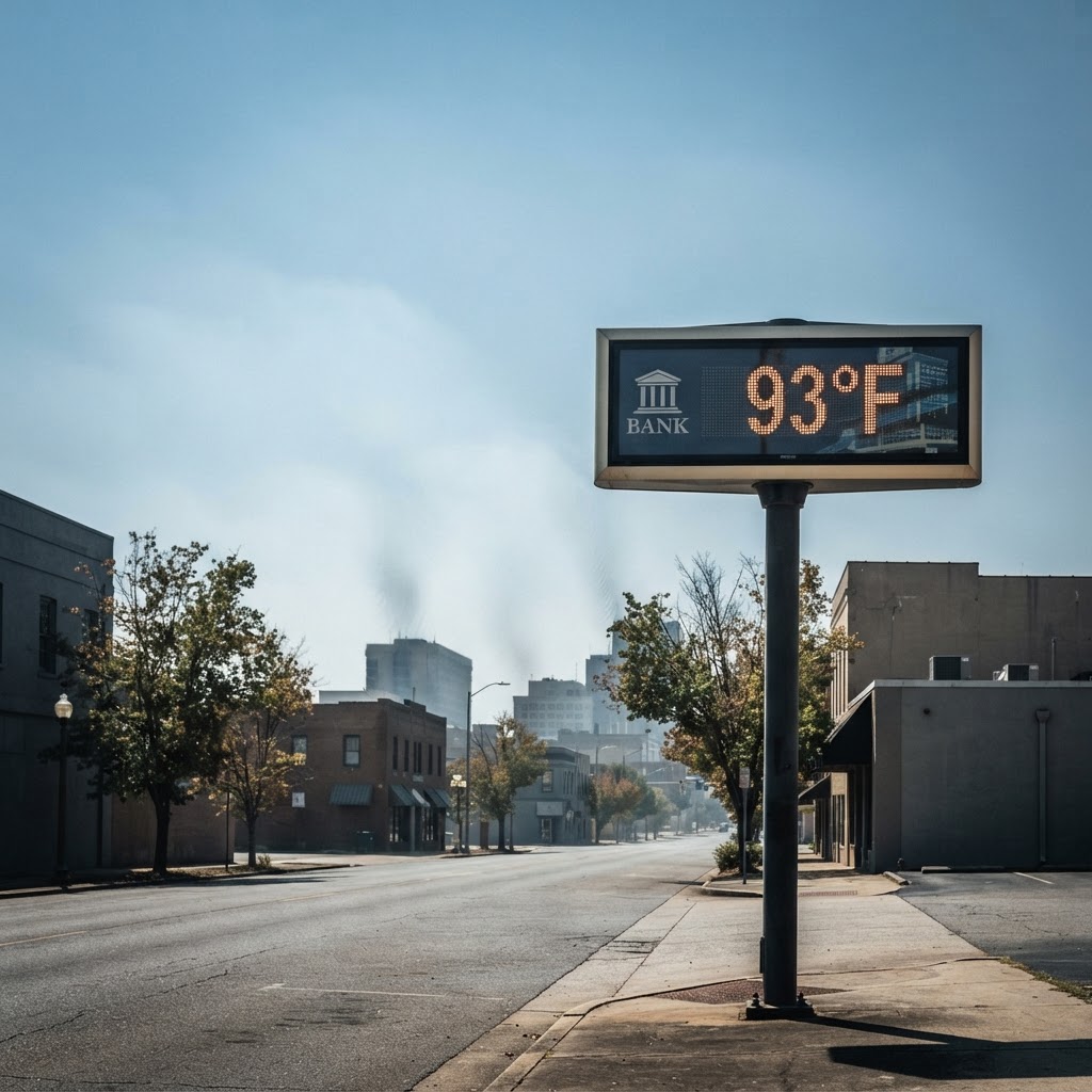 Abstract editorial illustration for: Huntsville, AL Weather: Persistence of Summer Heat into Wednesday in Alabama