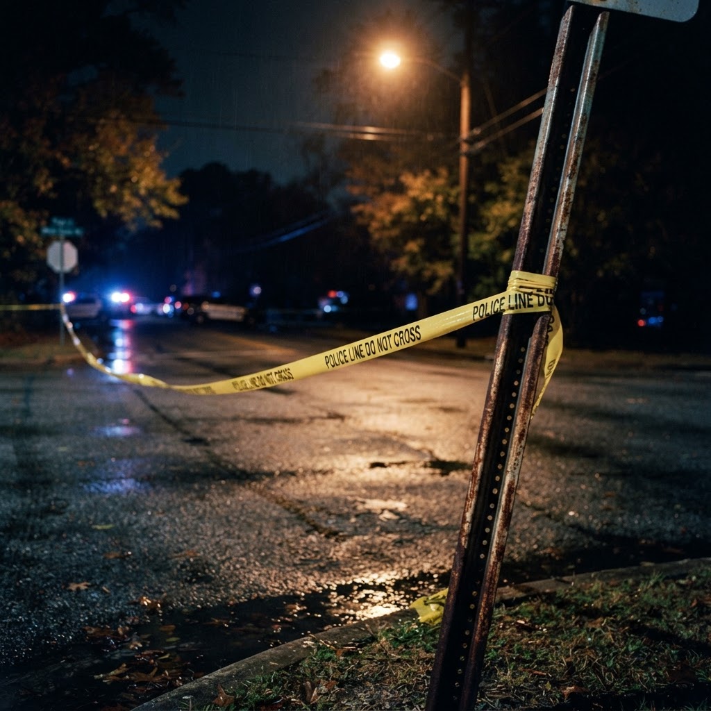 Abstract editorial illustration for: Greenville County Shooting Involves Deputy and Suspect