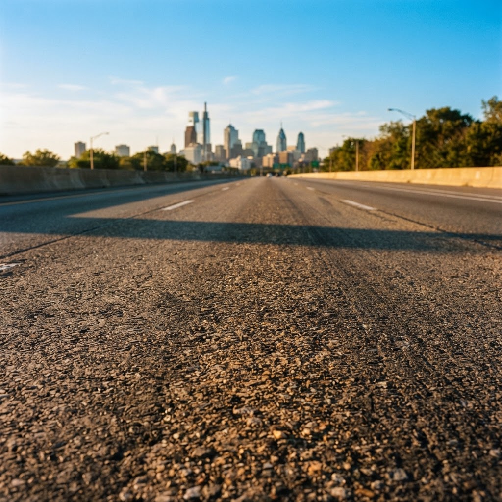 Weather title card: Pennsylvania Weather: 8-Degree Cool-Down This Labor Day Weekend on I-95 in Philadelphia