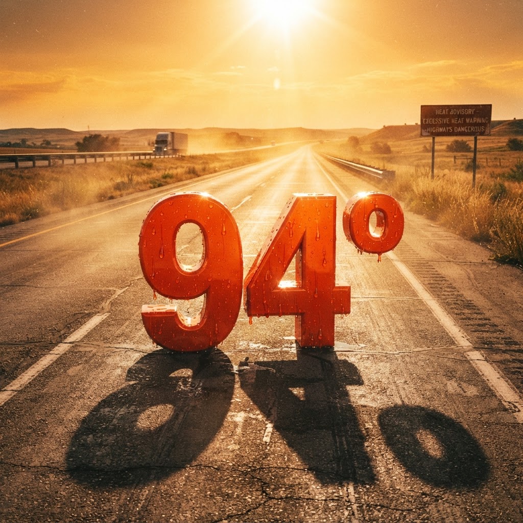 Weather title card: Iowa Weather: 94° Peak Heat for Labor Day Weekend Travel Alert in Des Moines