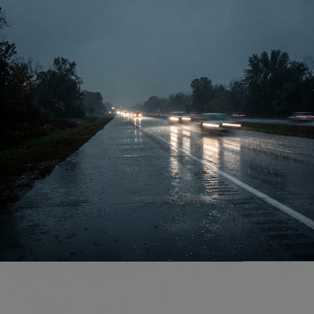 Abstract editorial illustration for: Plymouth, IN Weather: Storms Disrupt Travel on US-30 This Wednesday Sept 9th