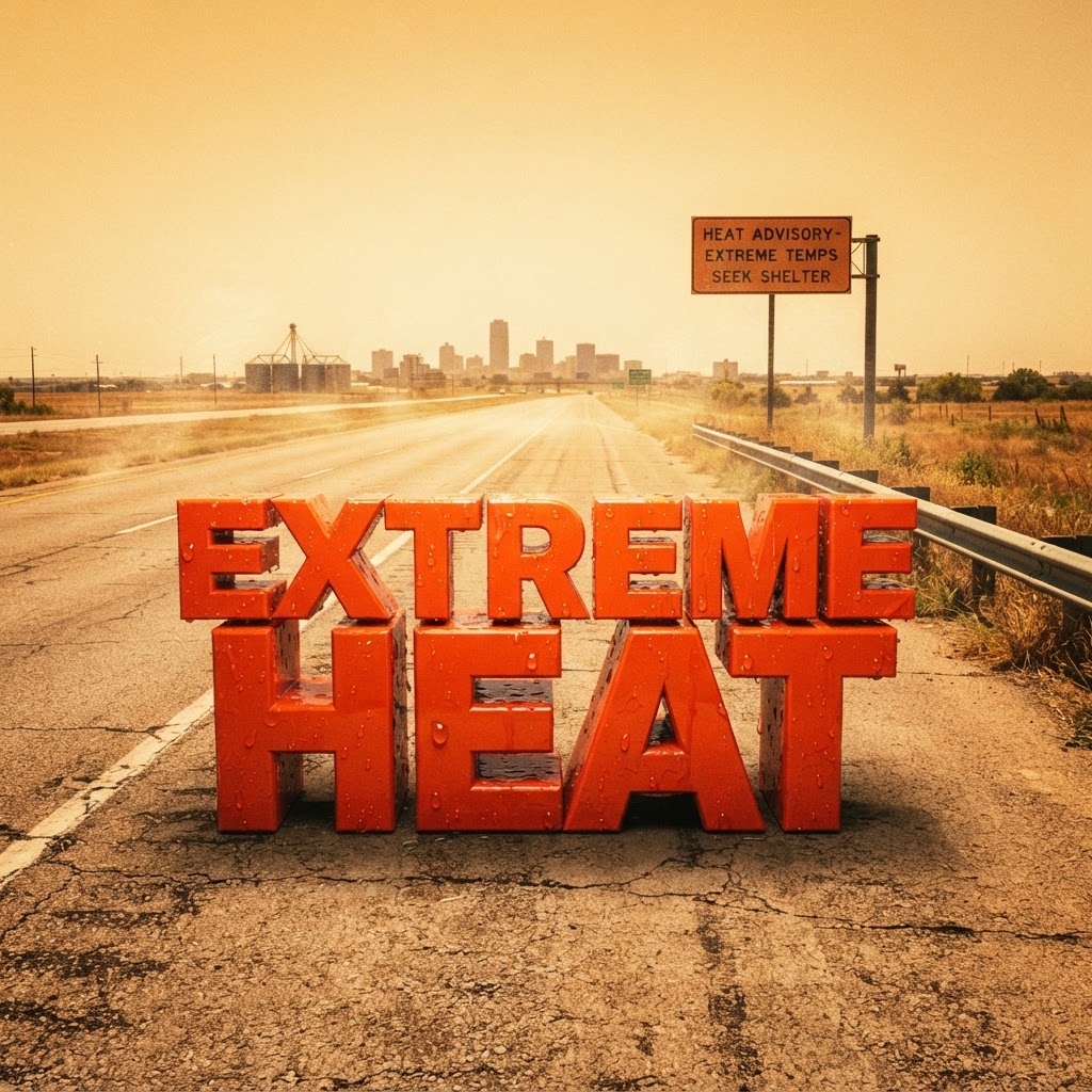 Weather title card: Oklahoma City, OK Weather: Triple-Digit Heat Persistence for Labor Day Sept. 7