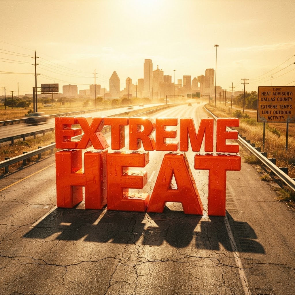 Weather title card: Dallas, TX Weather: Triple-Digit Heat Intensifies by Labor Day Sept. 7