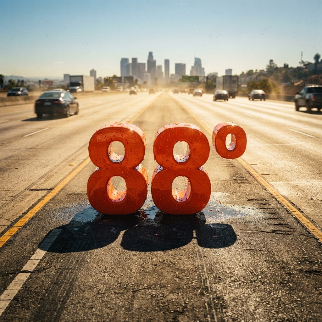 Weather title card: Los Angeles, CA Weather: Rising 88° Heat by Tuesday in Southern California