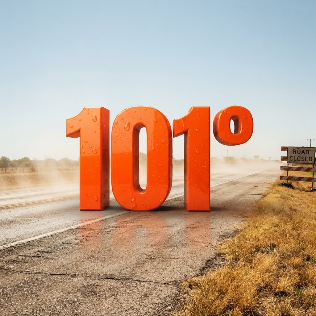 Weather title card: Oklahoma Weather: 101° Labor Day Weekend Heat Wave Alert in Tulsa