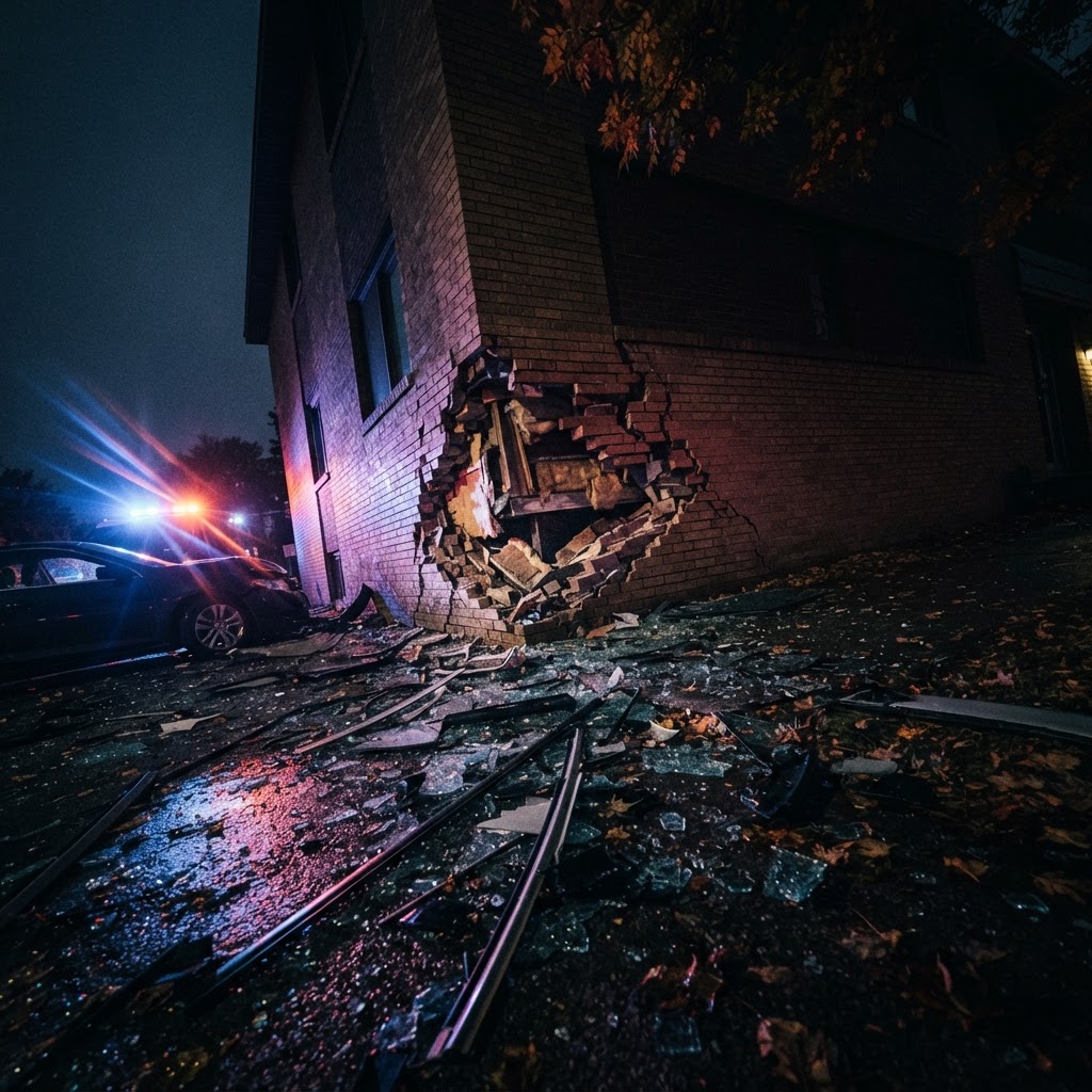 Abstract editorial illustration for: Fargo Crash Leaves One Dead, One Seriously Injured Today
