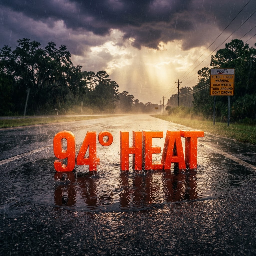 Weather title card: Florida Weather: 94° Heat and Storms This Labor Day Weekend in Tallahassee