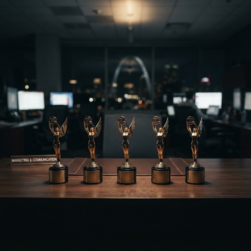 Abstract editorial illustration for: WashU Medicine marketing and communications wins five Telly Awards
