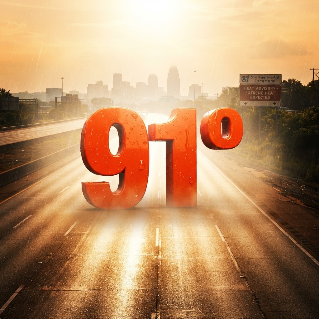 Weather title card: Cincinnati, OH Weather: Heat Returns to 91° for Tuesday Sept 8th