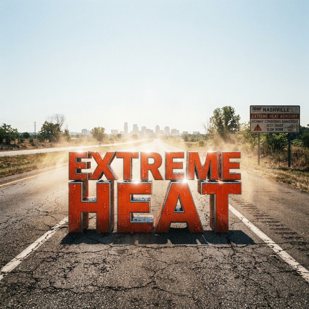 Weather title card: Nashville, TN Weather: Slight Heat Relief by Labor Day Sept. 7 in Middle TN