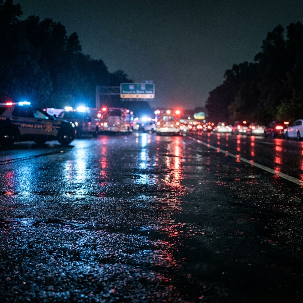 Abstract editorial illustration for: Fairfax Crash: Three Killed in Multi-Vehicle Accident on I-66