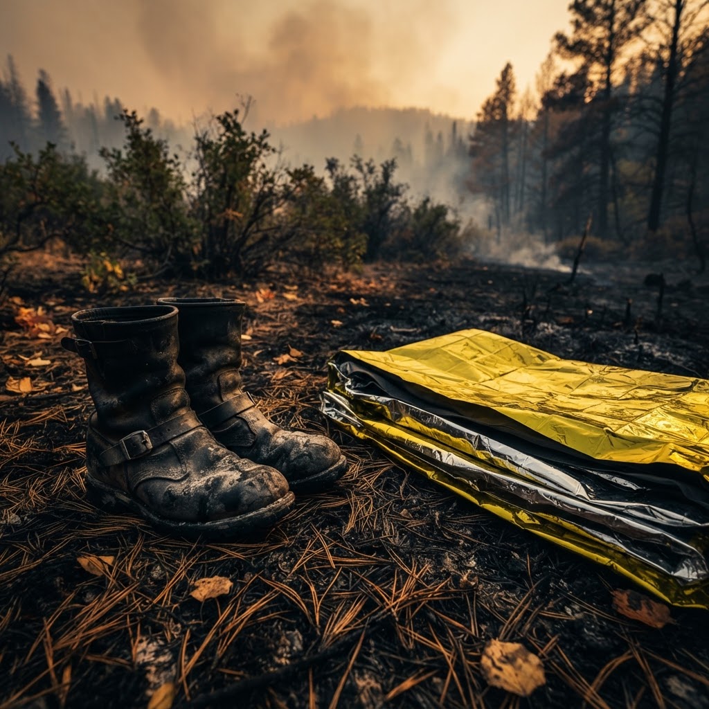 Abstract editorial illustration for: After firefighting deaths, advocates alarmed by ‘deepening wildfire crisis,’ agencies’ strategies