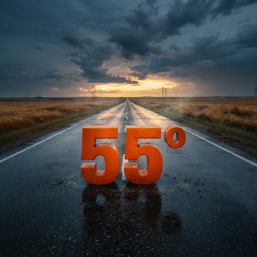 Weather title card: Grand Forks, ND Weather: Crisp Shift to 55° Following Labor Day Storms
