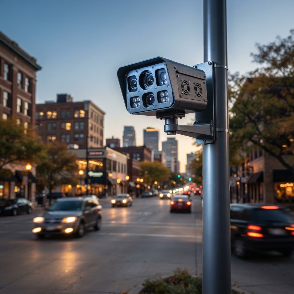 Abstract editorial illustration for: Milwaukee Launches Online Transparency Portal for License Plate Readers