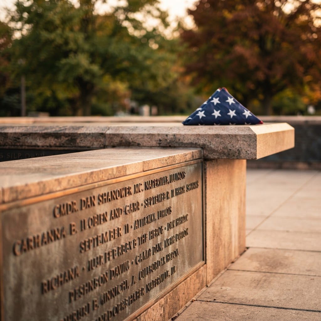 Abstract editorial illustration for: Naperville: Community Honors 9/11 Victims Today at Ceremony