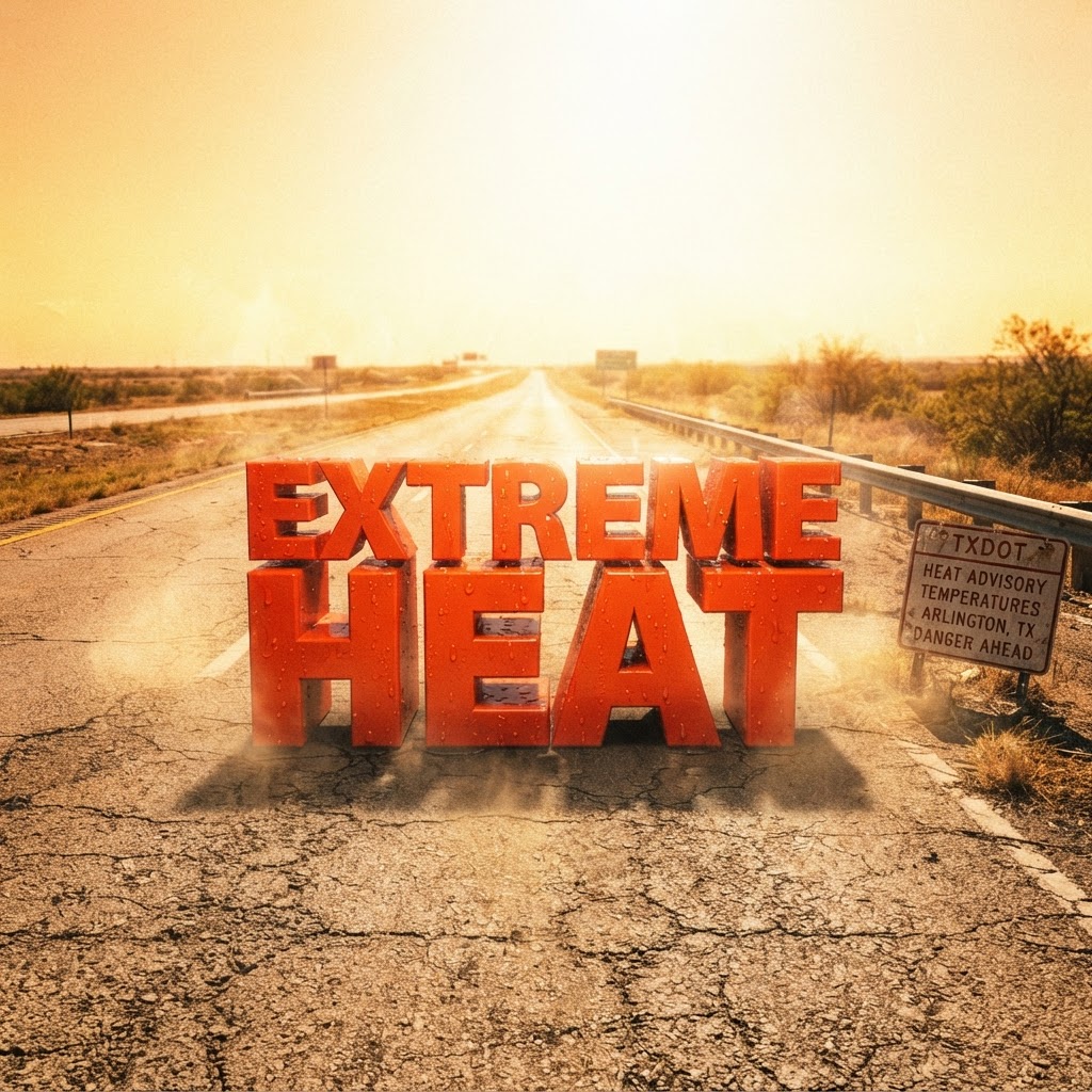 Weather title card: Arlington, TX Weather: Triple-Digit Heat Intensifies for Labor Day across Texas