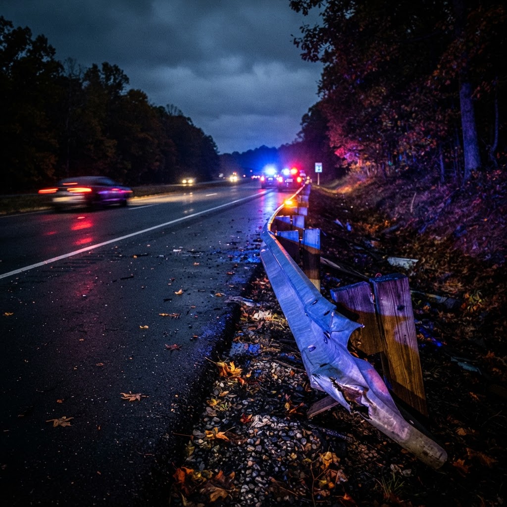 Abstract editorial illustration for: New Kent County Crash Investigated by State Police Today
