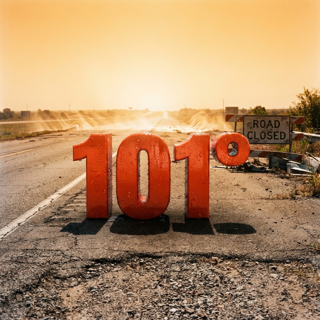 Weather title card: Little Rock, AR Weather: Persistent 101° Heat Forecast for Tuesday in Central AR